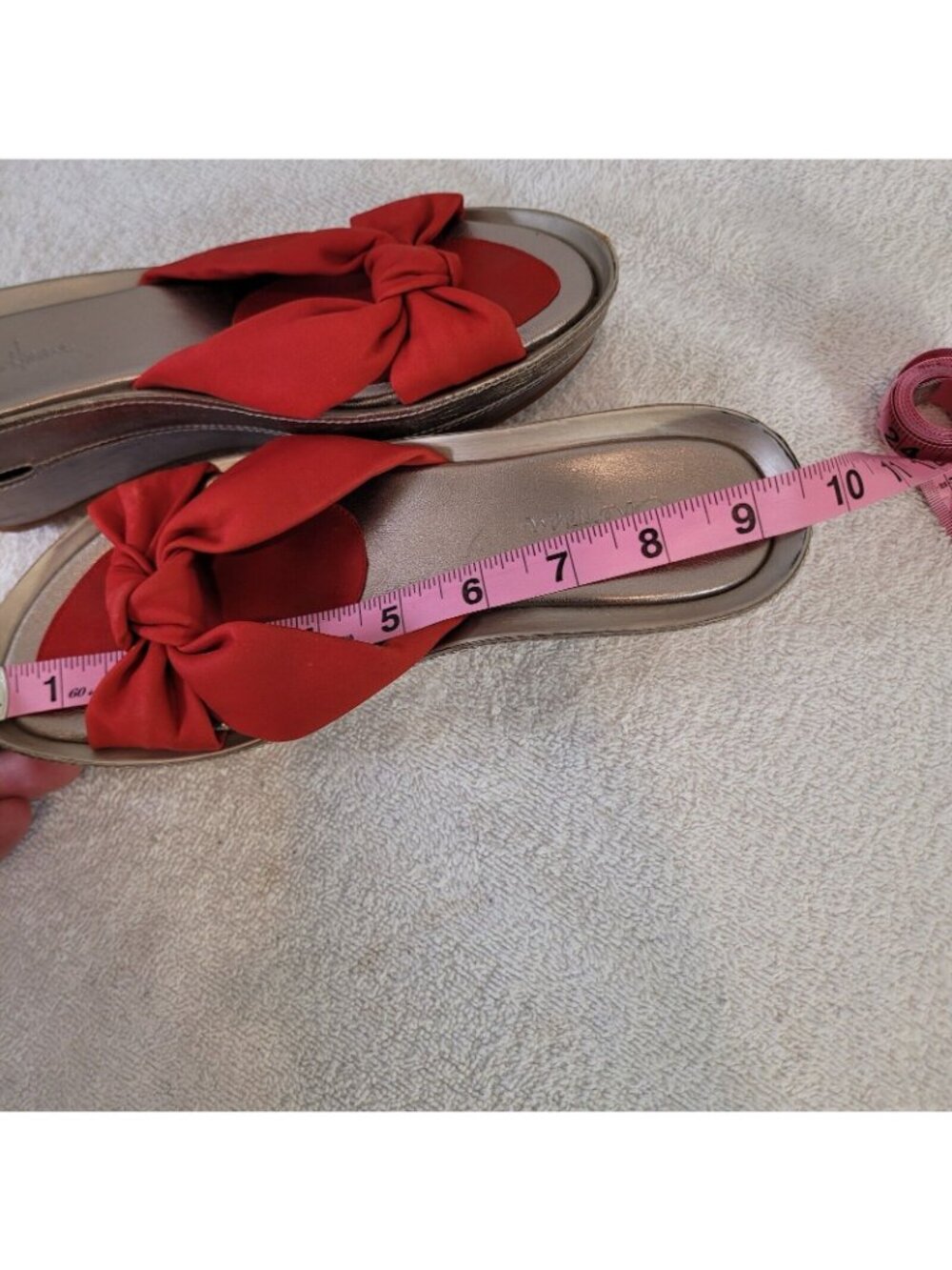 Cole Haan Platform Wedge Sandals Womens 6.5 Red Slip On Air Cushioned EUC - Picture 6 of 10